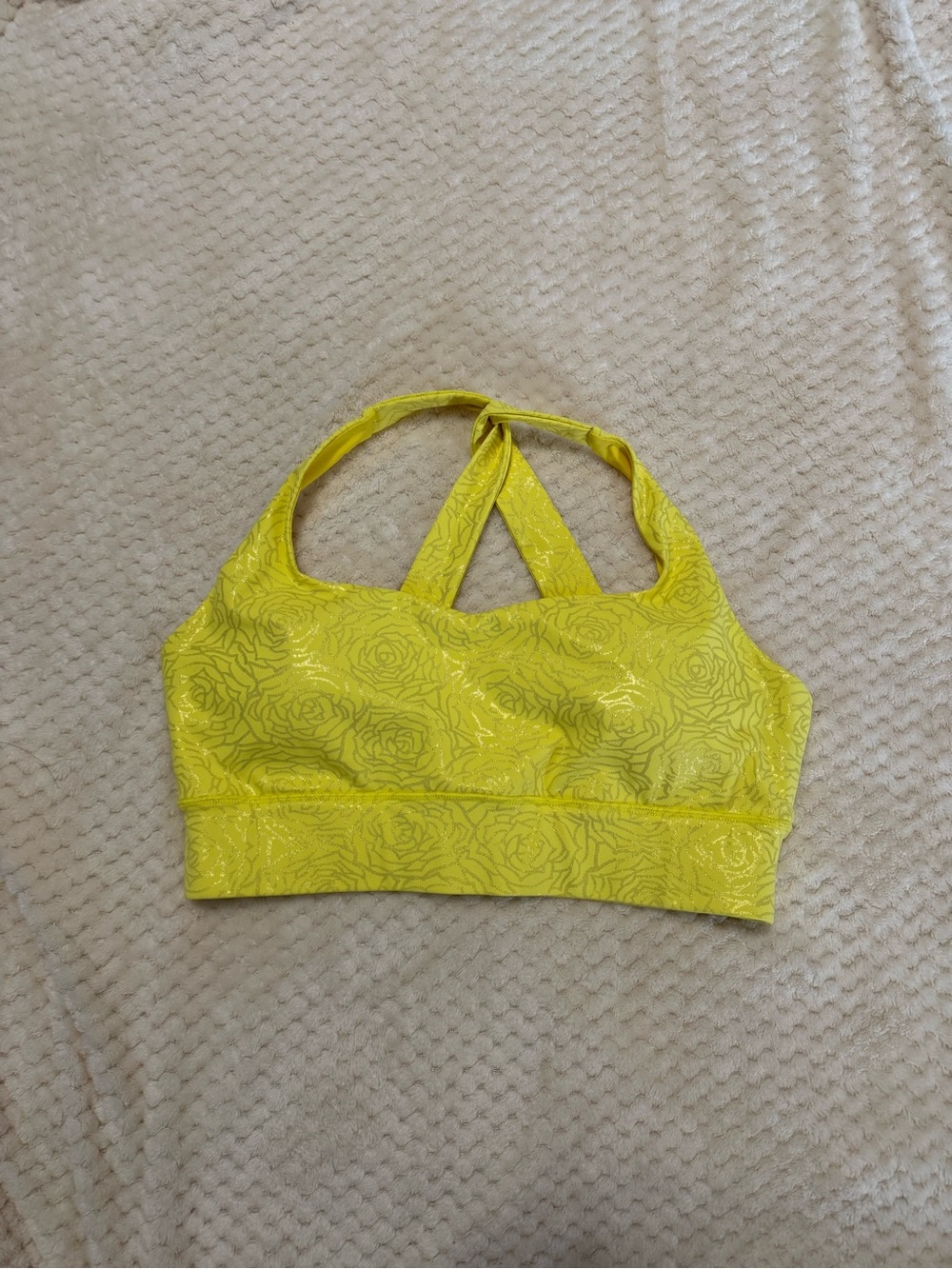 Crowned Athletics Yellow Belle Floral Sports Bra Size XL
